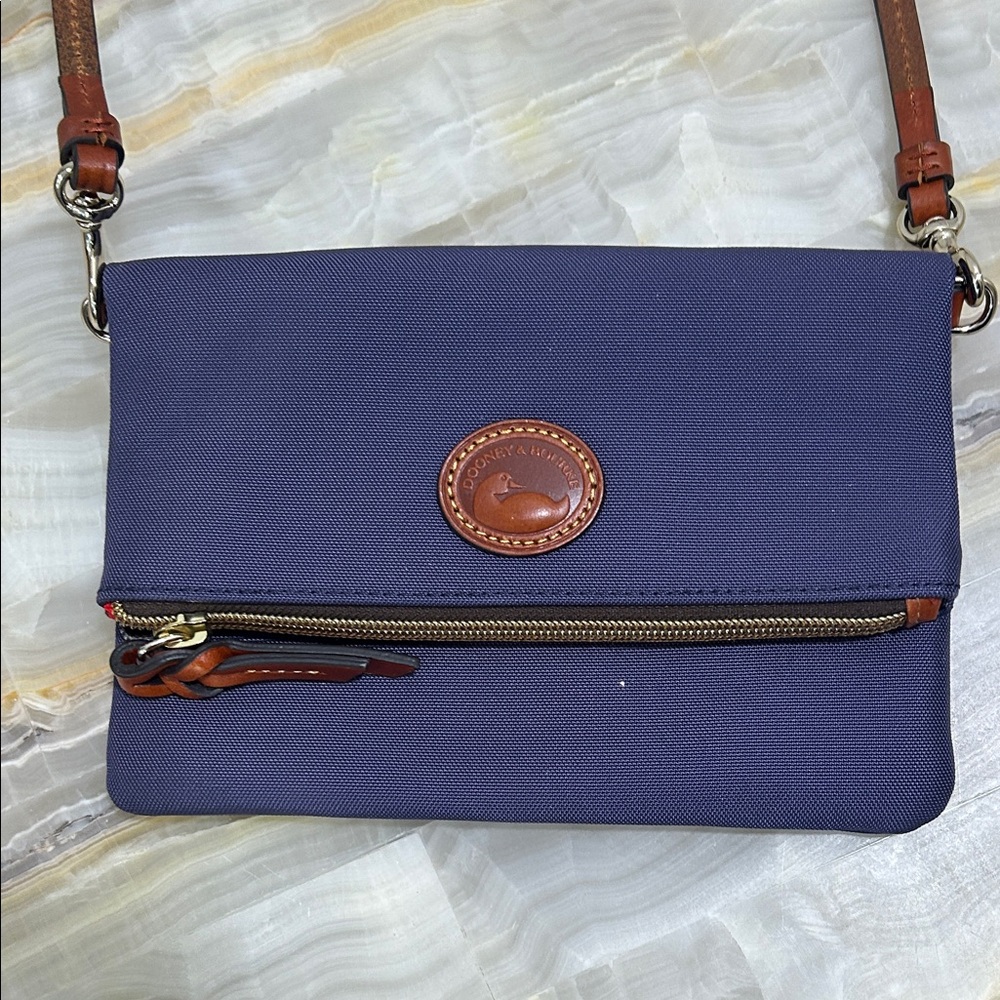 Dooney & Bourke Blue Crossbody Bag with Brown Accents